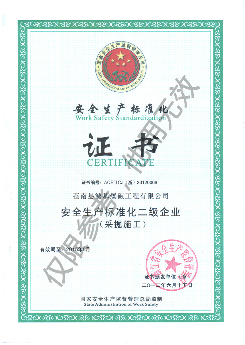 10.安全生产标准化二级企业证书
